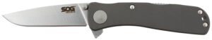 S.O.G SOGTWI8CP Twitch II 2.65" Folding Drop Point Plain Satin AUS-8A SS Blade Gray Anodized Aluminum Handle Includes Belt Clip