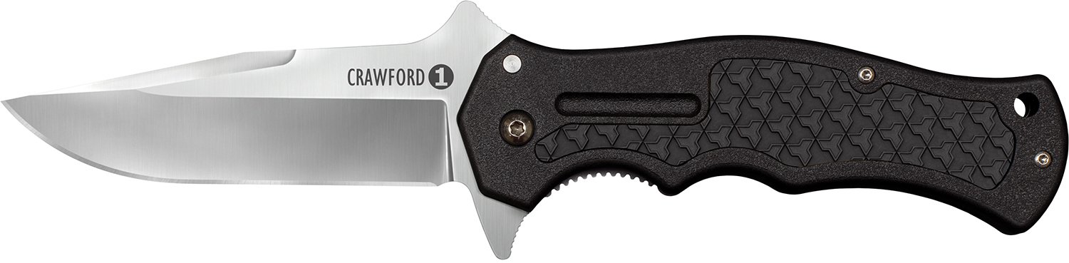 Cold Steel CS20MWCB Crawford 1 3.50" Folding Clip Point Plain 4034 SS Blade Black w/Traction Inlays GRN Handle Includes Pocket Clip
