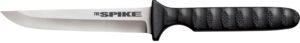 Cold Steel CS-53NCC Spike  4" Fixed Drop Point Plain Cryo 4116 SS Blade/Black Scalloped Griv-Ex Handle Includes Bead Chain Lanyard/Sheath
