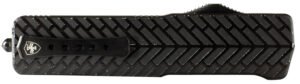 Templar Knife SAHBG32 Premium LW  Small 3" OTF Drop Point Plain Black Oxide Stonewashed D2 Steel Blade, 4.50" Black Herringbone Aluminum Handle