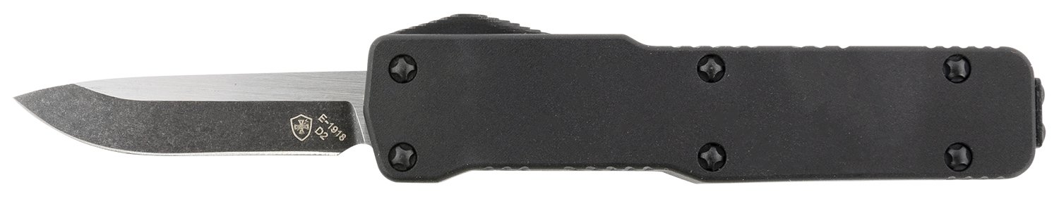 Templar Knife CABR321 Premium LW Micro 1.85" OTF Drop Point Plain Black Oxide Stonewashed D2 Steel Blade, 3.50" Black Aluminum Handle, California Legal