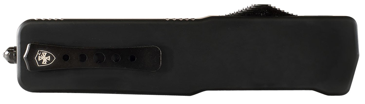 Templar Knife LZBR321 Premium Weighted Large 3.55" OTF Drop Point Plain Black Oxide Stonewashed D2 Steel Blade, 5.25" Black Aluminum/Rubber Handle
