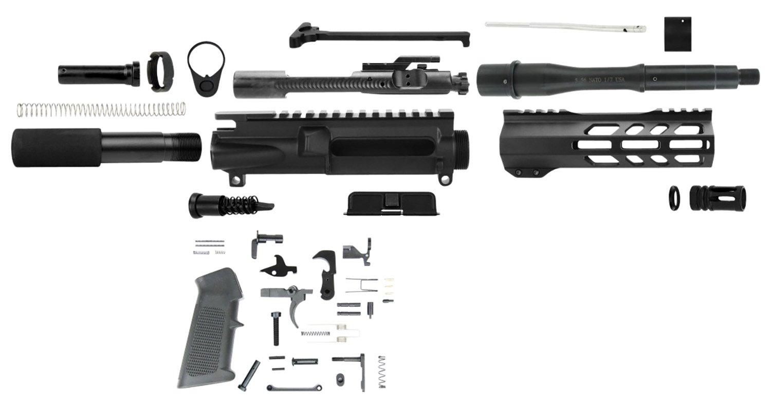 TacFire AR Build Kit 5.56x45mm NATO 7.50" Barrel Black for AR Platform