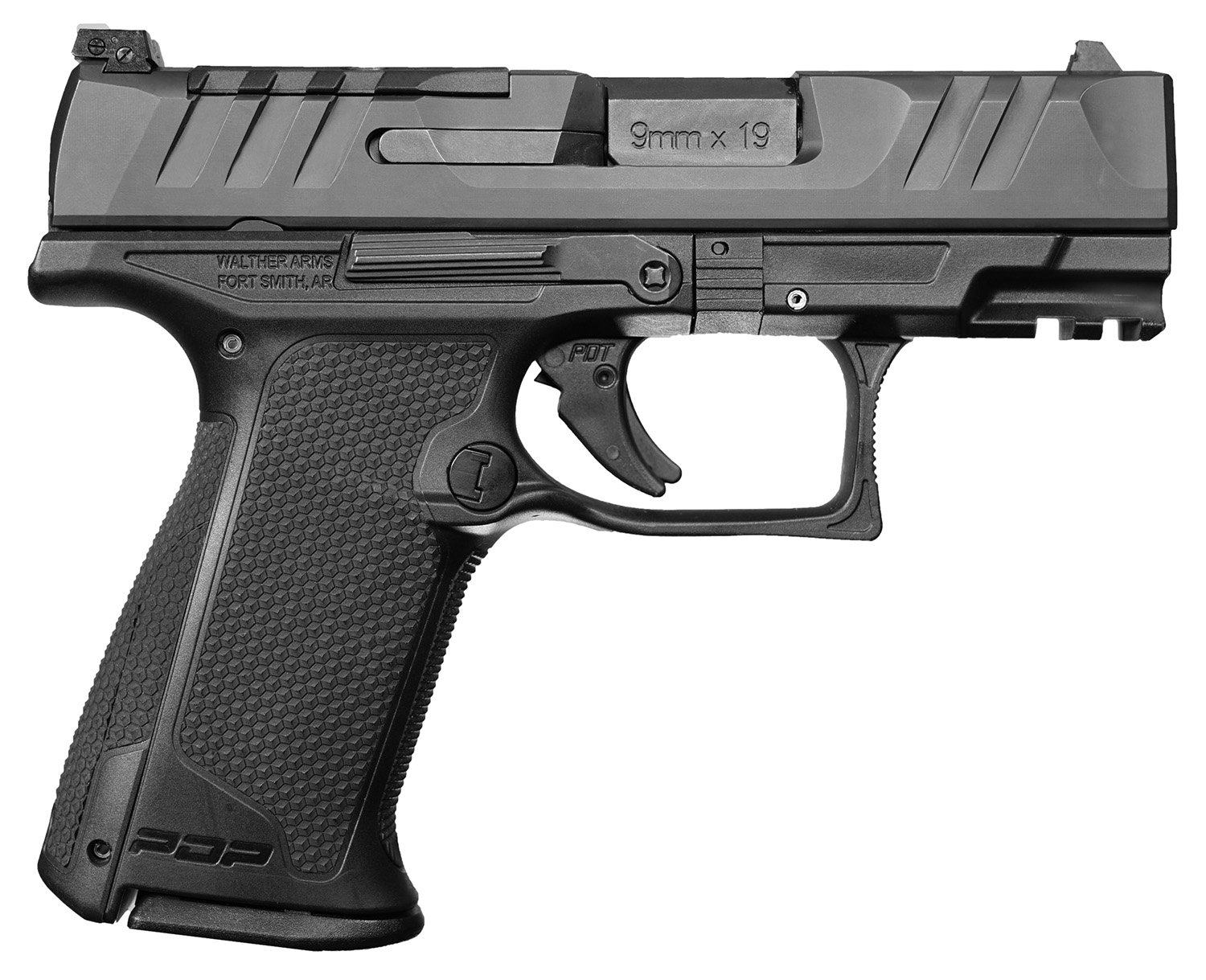 Walther Arms 2871823 PDP F-Series 9mm Luger 10+1 3.50" Black Steel Barrel, Black Optic Ready/Serrated Slide, Black Polymer Frame w/Picatinny Rail, Black Performance Duty Texture Grips, Ambidextrous