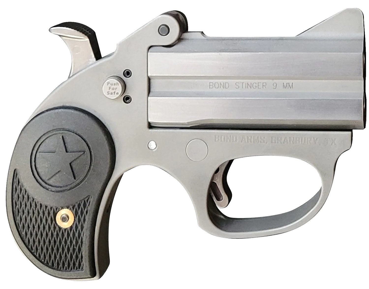 Bond Arms BASRS Stinger 38 Special 2 Shot 3" Rough Matte Stainless Steel Barrel & Frame, Black Rubber Grips