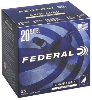 Federal H2585 Game-Shok High Brass 20Gauge 3" 1 1/4oz 5Shot 25 Per Box/10 Case