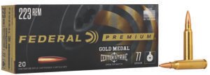 Federal GM223OTM3 Premium Gold Medal 223Rem 77gr Open Tip Match 20 Per Box/10 Case
