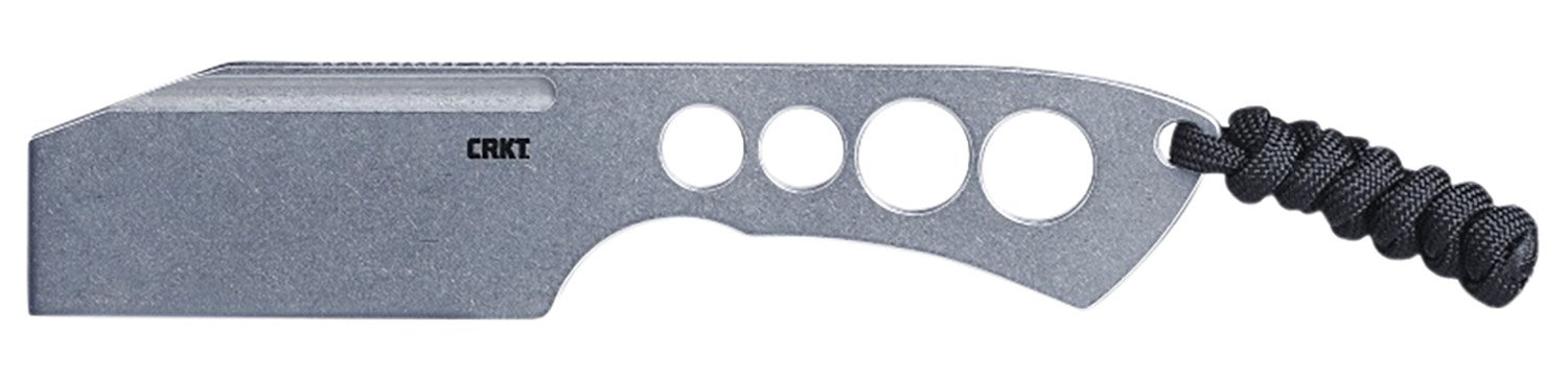 CRKT 2130 Razel Chisel 2" Fixed Plain Stonewashed 8Cr13MoV SS Blade/Silver Skeletonized Stainless Steel Handle Includes Cord Fob/Sheath