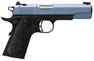 Browning 051897490 1911 Black Label Full Size Frame 22 LR 10+1, 4.25" Matte Stainless Steel Barrel, Polar Blue Cerakote Serrated Slide, Matte Black Polymer Frame w/Beavertail, Black Laminate Wood Grip