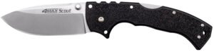 Cold Steel CS62RQZ 4-Max Scout 4" Folding Drop Point Plain Stonewashed/6" Black Griv-Ex Handle Includes Belt Clip