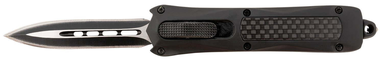 Steel River Knives MA163BD Spartan Mini 2.70" OTF Dagger Plain Black/Silver 440C SS Blade/ Black w/Carbon Fiber Inlay Aluminum Zinc Alloy Handle