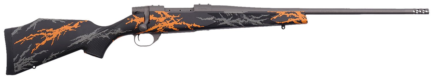 Weatherby VYH223RR2B Vanguard Compact Hunter 223 Rem 5+1 20", Tungsten Gray Barrel/Rec, Black w/Gray & Orange Sponge Accents Monte Carlo Stock, Accubrake Muzzle Brake