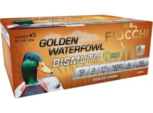 Fiocchi 123GB4 Golden Waterfowl Bismuth 12Gauge 3" 1 3/8oz 4Shot 10 Per Box/10 Case