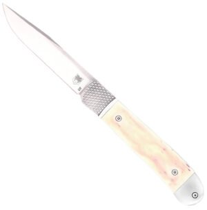CobraTec Knives CTTHRWT Trapper Hidden Release 3.12" OTF Drop Point Plain Satin D2 Steel Blade, 4.25" White Bone Scales Handle