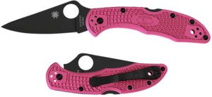 Spyderco C11FPPNS30VBK Delica 4 Lightweight 2.90" Folding Plain Black TiCN CPM S30V SS Blade/Pink Textured w/Black Accents FRN Handle Includes Pocket Clip