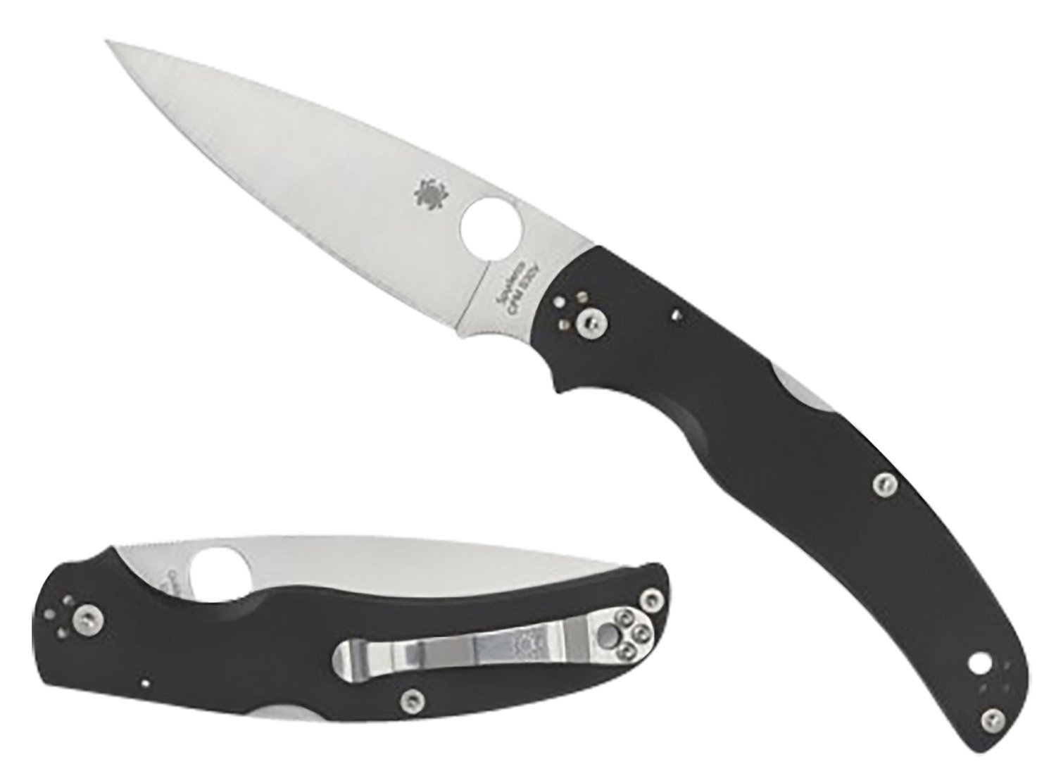 Spyderco C244GP Native Chief Lightweight 4.02" Folding Plain Stonewashed CTS BD1N SS Blade/Black Textured FRN Handle Includes Pocket Clip