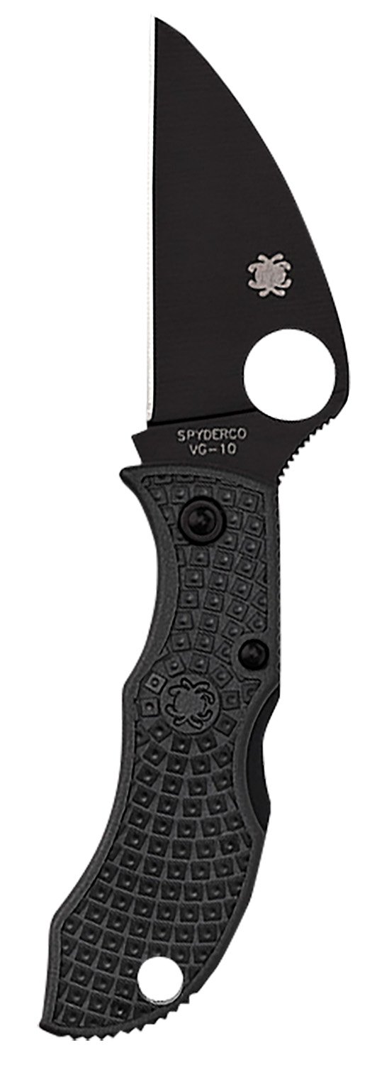 Spyderco MBKWPBK Manbug 1.91" Folding Wharncliffe Plain Non-Reflective Black TiCN VG-10 SS Blade/Black Textured FRN Handle