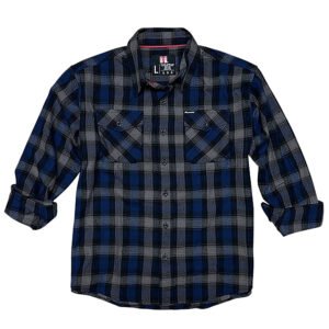 Hornady Gear 32206 Flannel Shirt  3XL Navy/Black/Gray,  Cotton/Polyester, Relaxed Fit Button Up