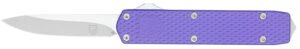 CobraTec Knives MNPURMGEN2DNS Mini Mamba Gen II 2.25" OTF Plain Stonewashed D2 Steel Blade, 3.38" Purple Textured Anodized Aluminum Handle, Features Glass Breaker, Includes Pocket Clip