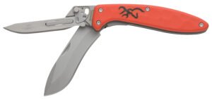 Browning 3220462 Primal Scalpel 2 2.75" Folding Drop Point/Scalpel Plain Blaze Orange 8Cr13MoV SS Blade, Blaze Orange Polymer w/Rubber Overmold Handle