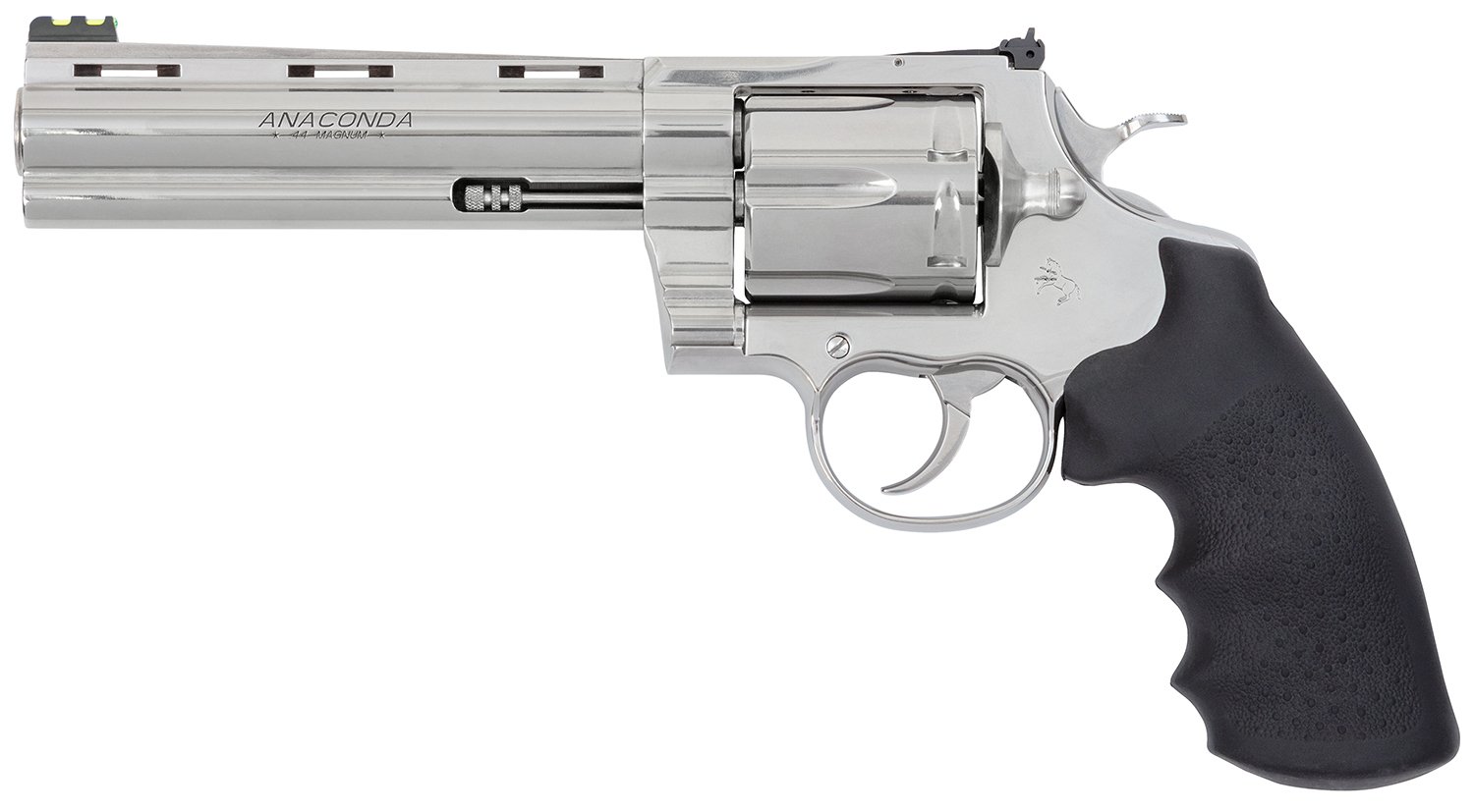 Colt Mfg ANACONDASP6RFT Anaconda Target 44 Mag 6rd 6" Stainless Vent Rib Barrel, Cylinder & Stainless Stainless Steel Frame, Black Rubber Grip