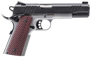 Bersa B19117050BMBC B1911 Full Size Frame 45 ACP 8+1 5" Stainless Steel Barrel, Stainless Serrated Steel Slide, Black Stainless Steel Frame w/Beavertail, Rosewood Grip, Ambidextrous