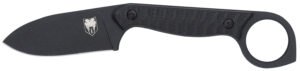 CobraTec Knives CTWLTBLK Wolfteeth  EDC 2.75" Folding Drop Point Plain Black 14C28N Steel Blade, 4.25" Black Textured G10 Scales Handle