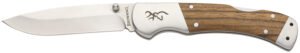 Browning 3220533 Sage Creek  Large 3.50" Folding Drop Point Plain Satin 9Cr18MoV SS Blade, Brown Zebra Wood Handle