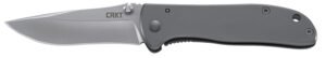 CRKT 6450S Drifter  EDC 2.88" Folding Drop Point Plain Satin 8Cr14MoV SS Blade, Silver Stainless Steel Handle