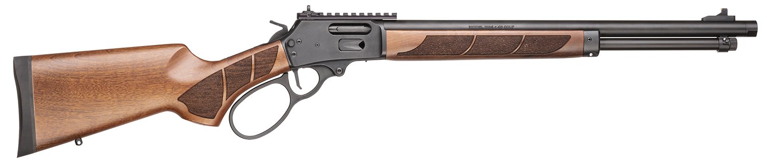 Smith & Wesson 13811 1854 45 Long 9+1 19.25" Black Armornite Threaded Barrel, Black Armornite Picatinny Rail Stainless Steel Receiver, Fixed Walnut w/Textured Grip Panels Stock, Large Loop