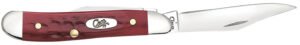 Case 00781 Peanut  Medium 2.10"/1.53" Folding Clip Point/Pen Plain Mirror Polished Tru-Sharp SS Blade Corn Cob Jigged Old Red Bone Handle