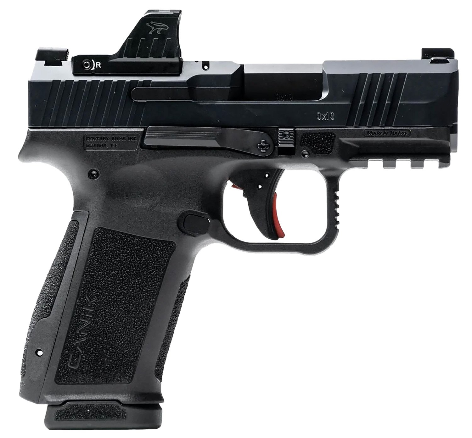 Canik HG7882VN Mete MC9L w/Optic 17+1 9mm Luger Black Sub-Compact Frame 3.18" Steel Barrel Black, Nitride Serrated Steel Slide, Black Polymer Frame w/Picatinny Rail, MeCanik MO1 Red Dot