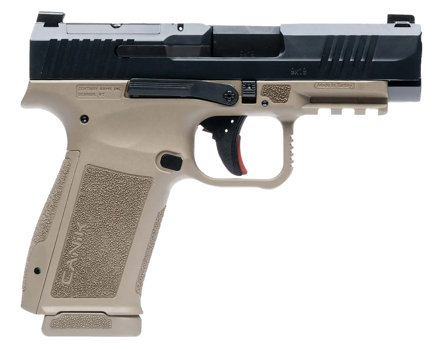 Canik HG7883BDN Mete MC9LS Sub-Compact Frame 9mm Luger 17+1 3.64" Black Steel Barrel, Black Nitride Serrated Steel Slide, Flat Dark Earth Polymer Frame w/Picatinny Rail, Interchangeable Backstrap Grip