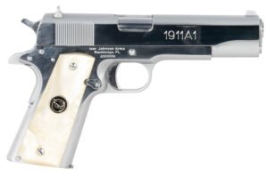 Iver Johnson Arms 1911A138CHRWP 1911 38 Super 8+1 5" Stainless Steel Barrel, Bright Polish Chrome Stainless Steel Serrated Slide, Pearl Grip