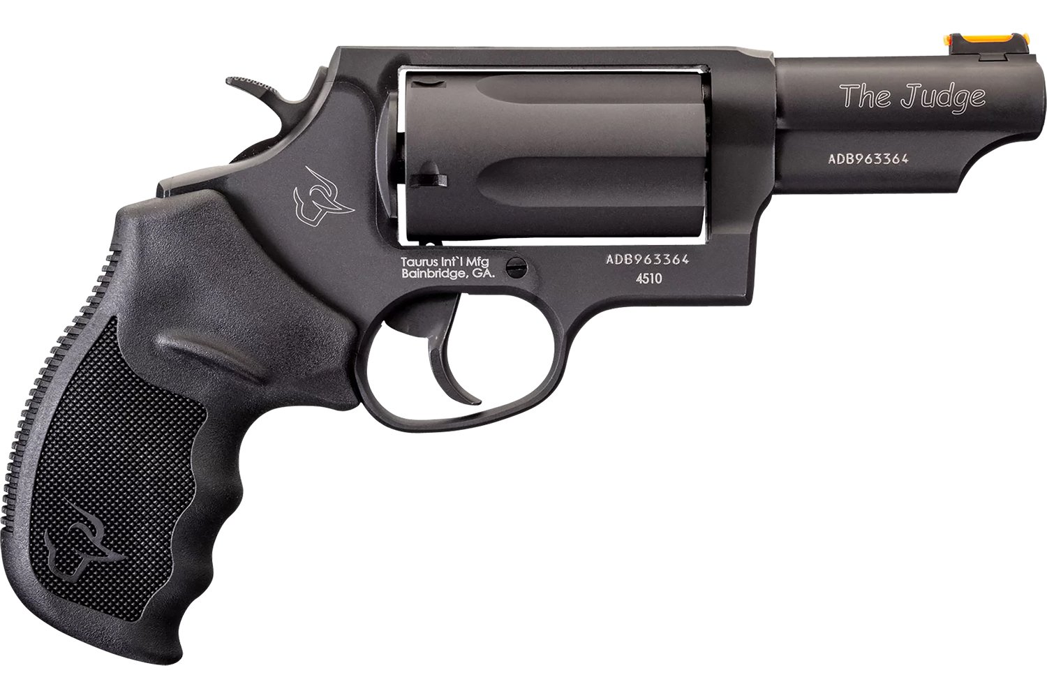 Taurus 2-441031T Judge Compact 45 Colt (Long Colt)/410 Bore 5 Shot 3" Matte Black Oxide Alloy Steel Barrel, Cylinder & Frame, Black Rubber Grip, Transfer Bar Safety, Exposed Hammer