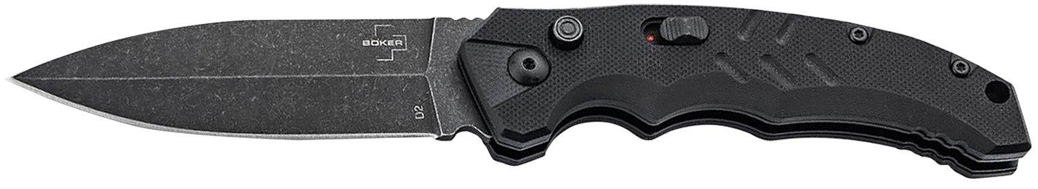 Boker 01BO796 Intention II 3.35" Folding Dagger Plain D2 Steel Blade Black G10 Handle