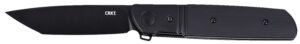 CRKT 5720K Bamboozled  3.31" Folding Tanto Plain Black Oxide D2 Steel Blade, Black G10/SS Handle