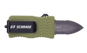 Schrade 1159306 Uproar Tactical Mini 1.90" Serrated Dagger Satin D2 Steel Blade OD Green Aluminum Handle
