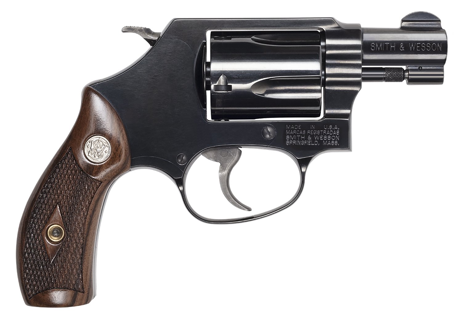 Smith & Wesson 14076 Model 36 J-Frame 38 Special +P 5 Shot 1.88" Blued Carbon Steel Barrel, Blued Cylinder, Blued Carbon Steel Frame, Checkered Wood Grip, No Safety, Exposed Hammer