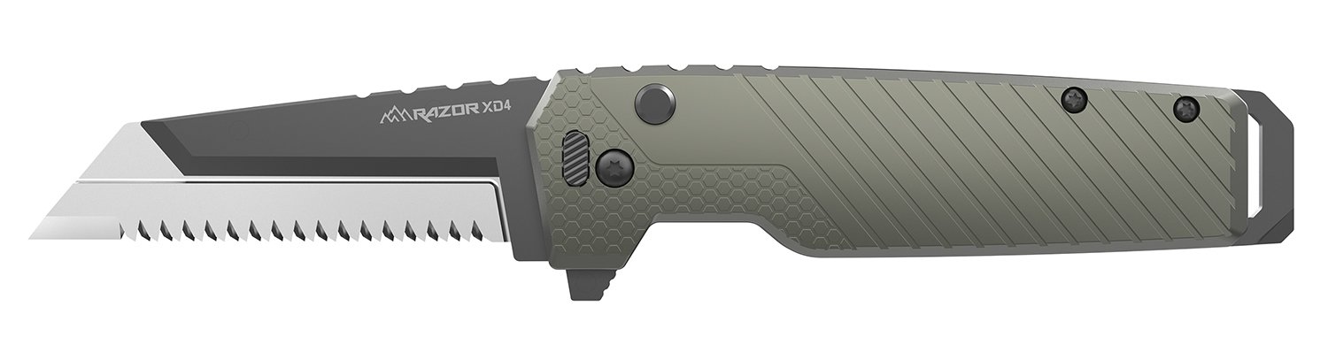 Outdoor Edge XDS430AC Razor XD4 3" Folding Serrated 420J2 SS Blade Green