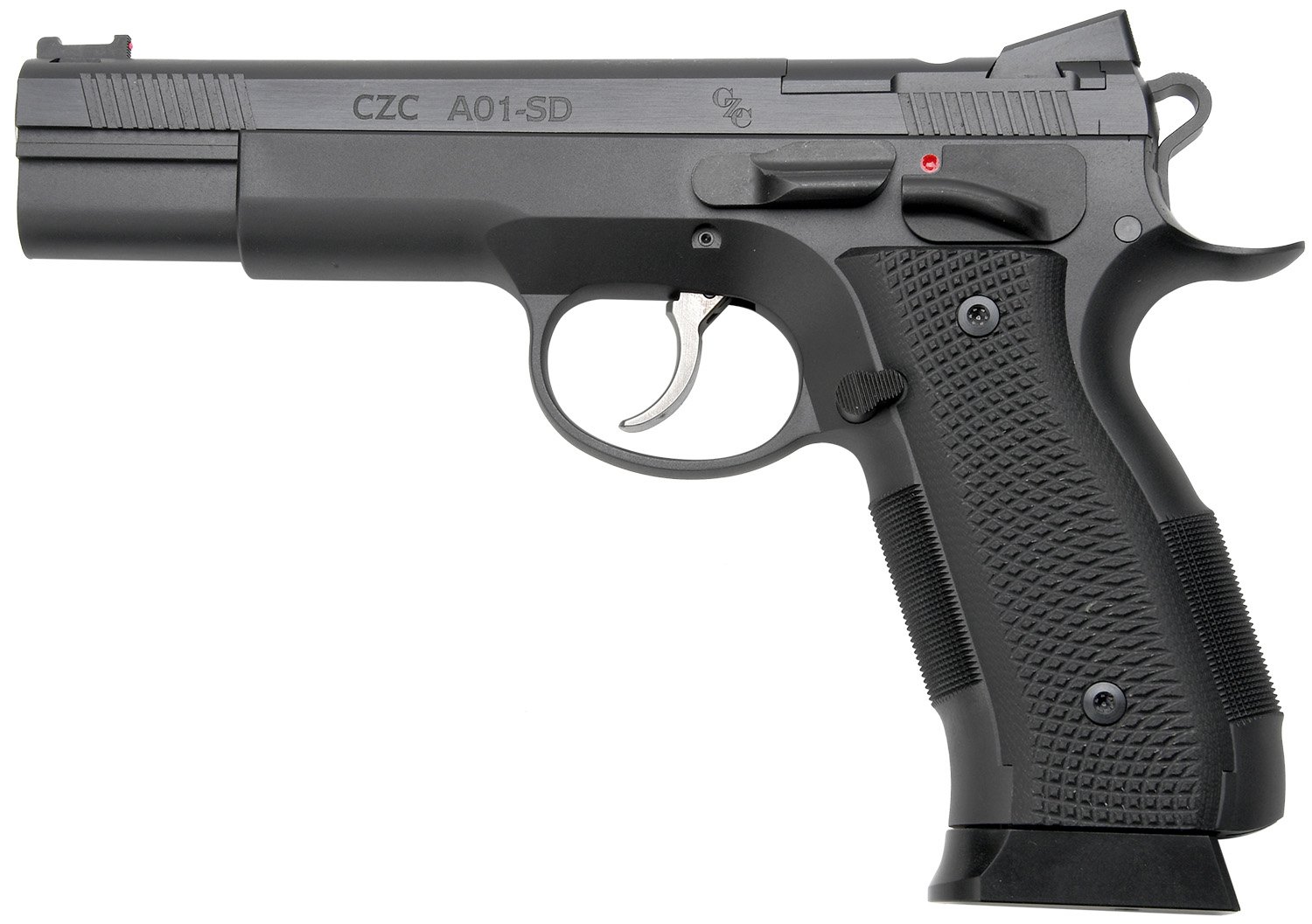Cz Custom Shop 96333 A01-SD 9mm Luger 19+1 5" Match Grade Bull Barrel, Black Optic Cut/Serrated Steel Slide, Black Polycoat Steel Frame w/Beavertail, Black G10 Grip, Short Dustcover