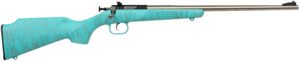 Crickett KSA2446 Gen2 Youth 22 LR 1rd 16.13" Stainless Single Shot Barrel, Stainless Steel Receiver, Blue w/Gold Webbing Fixed Synthetic Stock