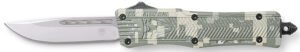 CobraTec Knives SADCCTK1SDNS CTK-1 American Flag Small 2.75" OTF Drop Point Plain D2 Steel Blade, 4.25" Digital Camo Aluminum Alloy Handle