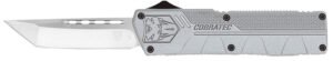 CobraTec Knives GYCTLWTNS Lightweight  3.25" OTF Tanto Plain D2 Steel Blade, 4.25" Gray Aluminum Alloy Handle