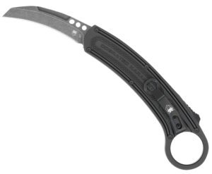 CobraTec Knives CTBKRH Karambit  2.75" Folding Plain Stonewashed D2 Steel Blade, 5.88" Black Anodized w/Finger Ring Aluminum Handle