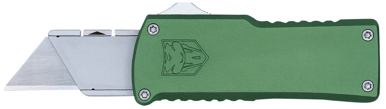 CobraTec Knives CTOTFUTODG Utility OTF Plain Aluminum Blade, 3.38" OD Green Aluminum Handle