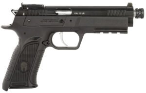 Tanfoglio TFFTAC22AS Force Tactical 22 LR 10+1 4.40" Threaded Barrel, Black Serrated Slide, Black Polymer Frame w/Beavertail & Picatinny Rail, Black Polymer Grip