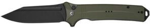Civivi Knives C23080-3 Neurohaptic  EDC 3.74" Folding Clip Point Plain Black Stonewashed Nitro-V Steel Blade, OD Green Textured G10 Handle