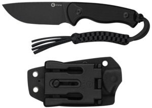 Civivi Knives C23094-1 Timberbark  3.20" Fixed Drop Point Plain Black Stonewashed 14C28N Steel Blade, 3.69" Black Textured G10 Handle