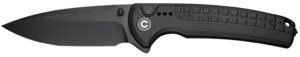Civivi Knives C22025D-1 Sentinel Strike II 3.70" Folding Plain Black Stonewashed Nitro-V Steel Blade, Black Textured FRN Handle